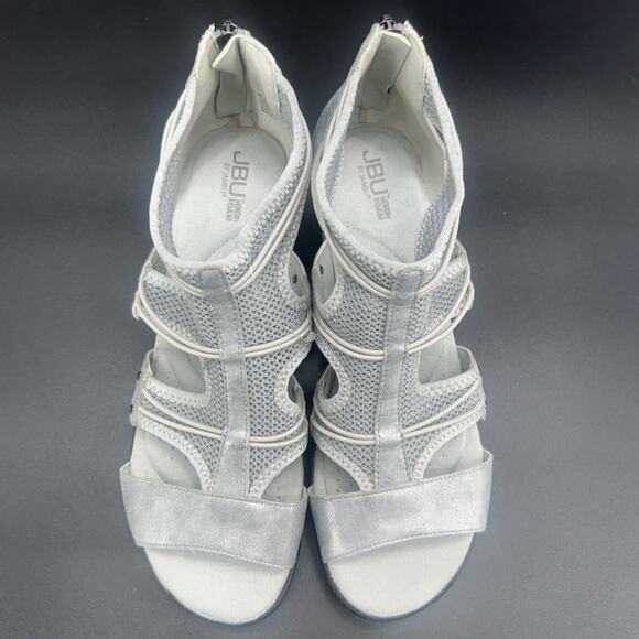 Jambu JBU Everly Womens 8.5M Vegan Gladiator Sandal Light Gray Shimmer Stretch - Picture 9 of 9